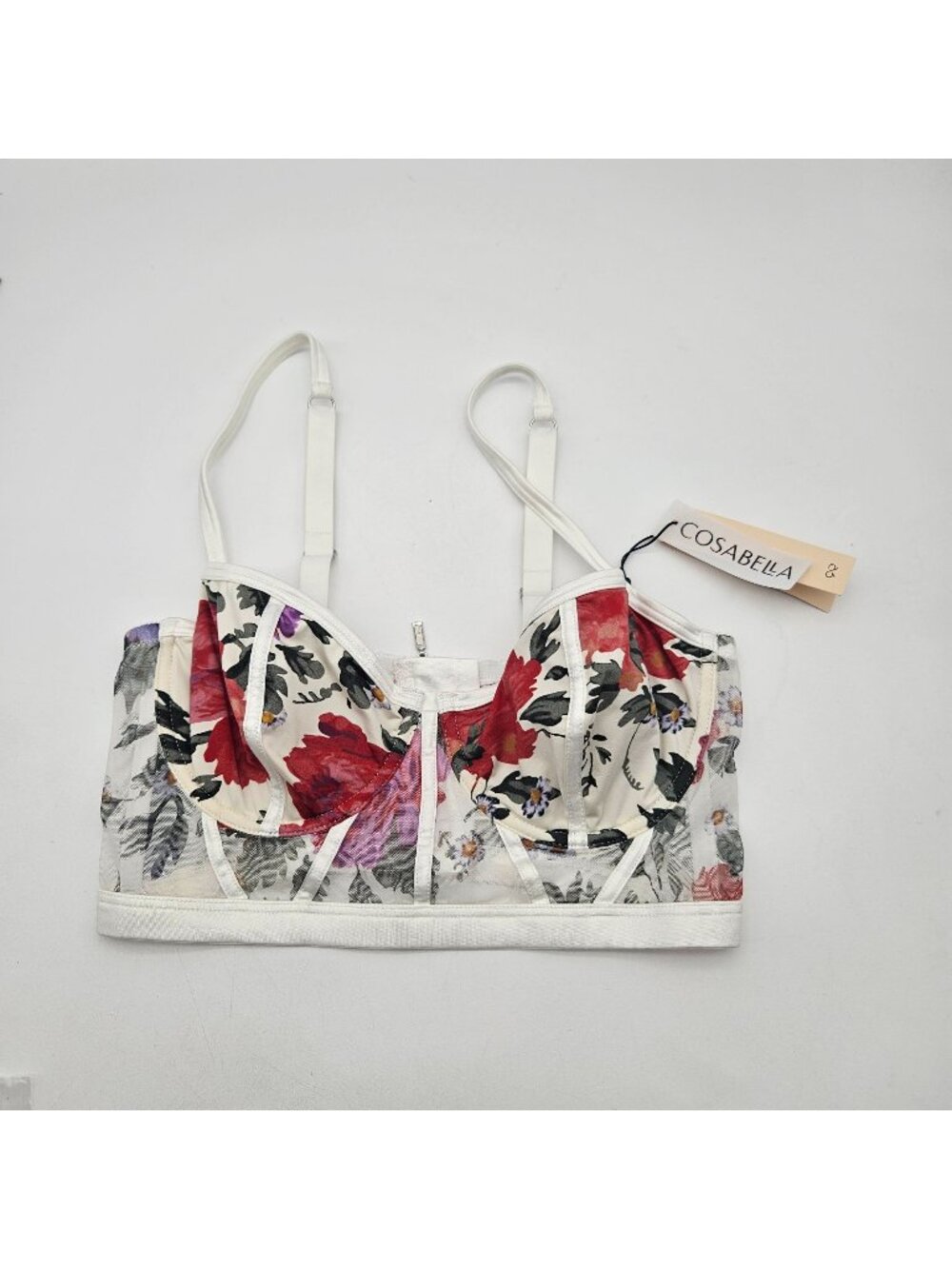 CosaBella Sardegna Underwire Longline Balconette Bra Peony Floral 32D NWT
